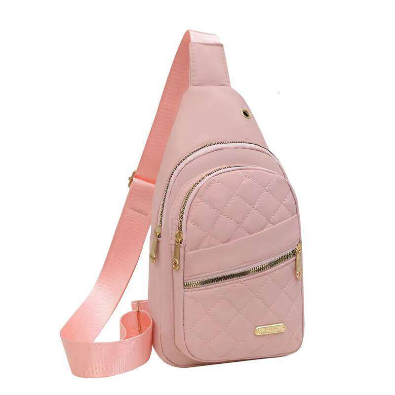 DHgargets New Multi-Layer Embroidery Women's Chest Bag Korean Style Large Capacity Outdoor Casual Crossbody Backpack Zipper Closure