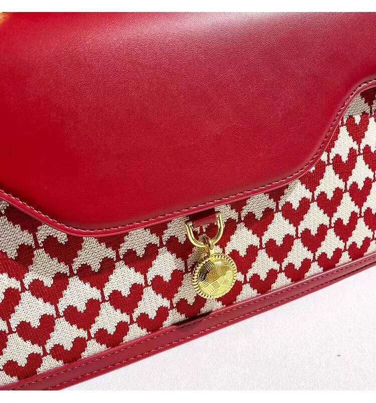 High Quality Red Knitted Square Large Capacity Women Handbag Lady Purse Female Shoulder Messenger Casual Wedding Bag