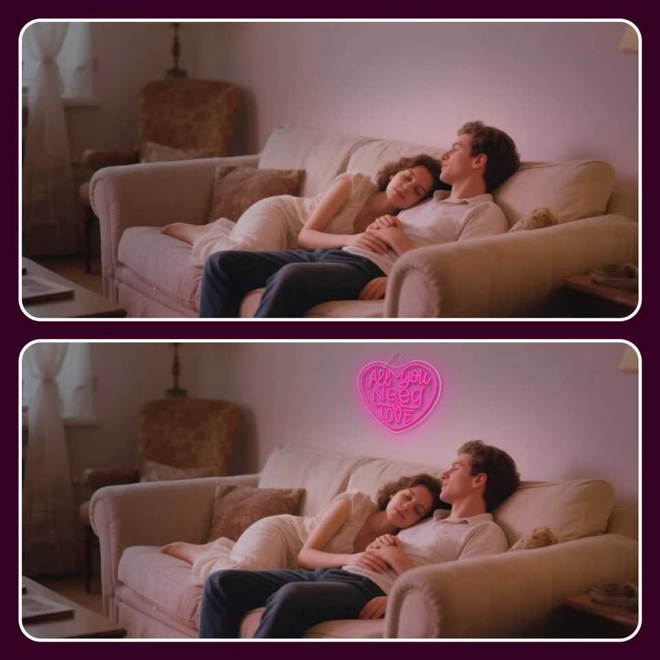 Neon Signs All You Need is Love LED Neon Light Heart Shape Pink Neon Sign Wall Hanging Decor Wedding Birthday Party Decor XJ250602