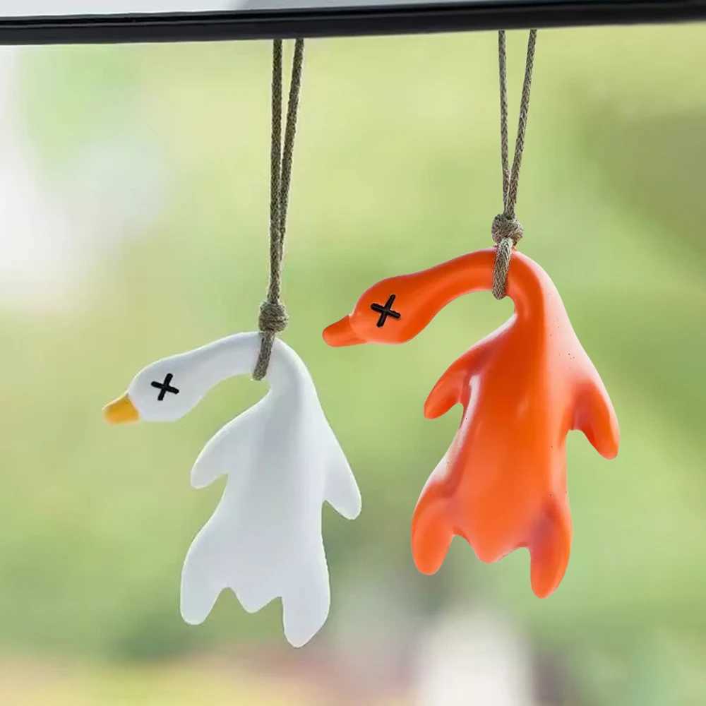 Funny Goose Keychain Roast Duck Rope Keyring Backpack Pendant Car Hanging Accessories Ultraviolet Color Change White Key Chain XJ250602