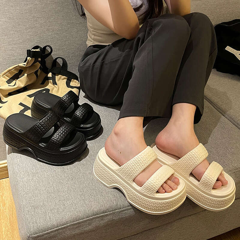 Qidan Shoe Factory Women's Summer Fashion Thick-Soled Height-Increasing Indoor Non-Slip Beach Sandals for Home and Outdoor Wear