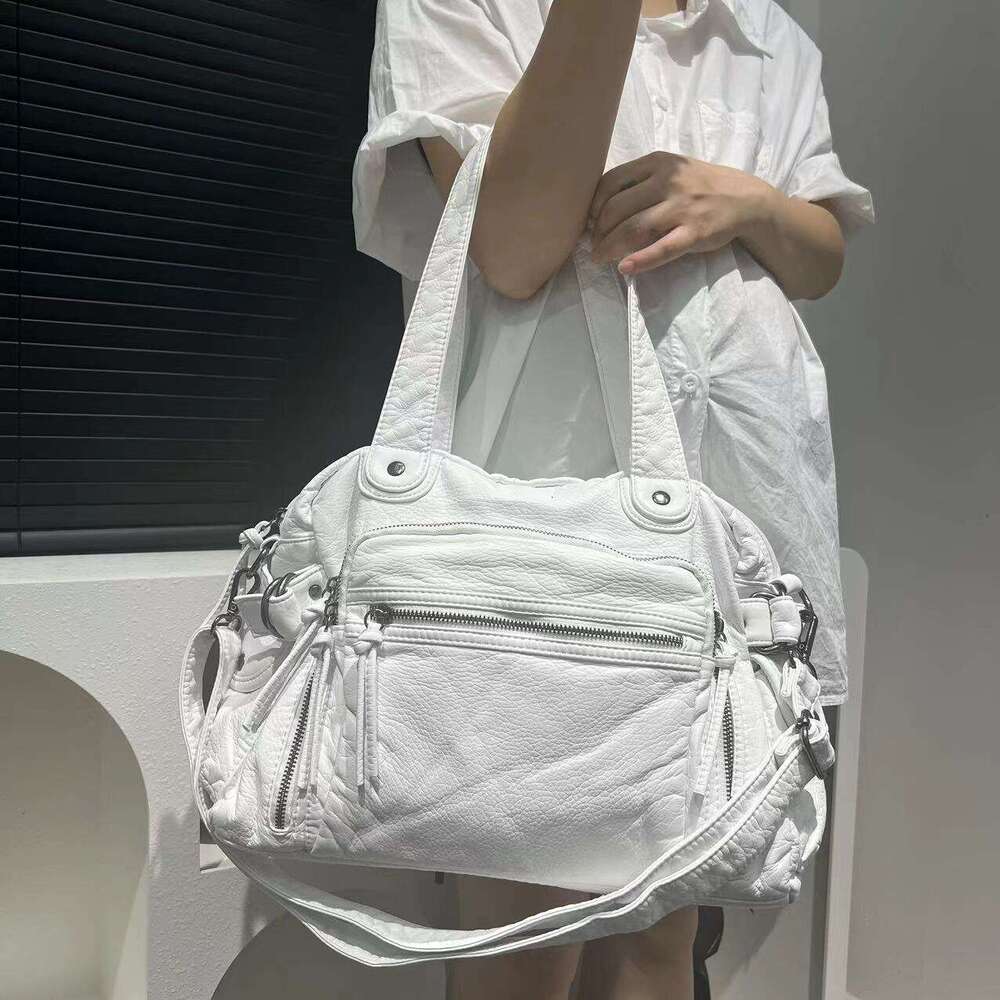 Women's Fashion Y2k Trendy Washed Motorcycle Large Capacity Vintage Korean And Japanese Style Shoulder Bag