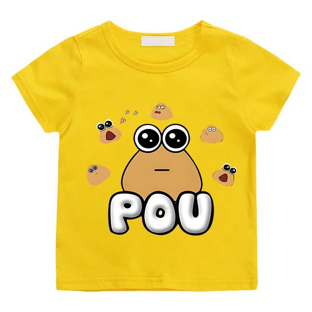 POU Cute Print Anime T-shirts Kids Cartoon Manga Tshirt Kawaii Comic 100% Cotton Short Sleeve Boys/Girl T Shirt Teens T-shirts T250603