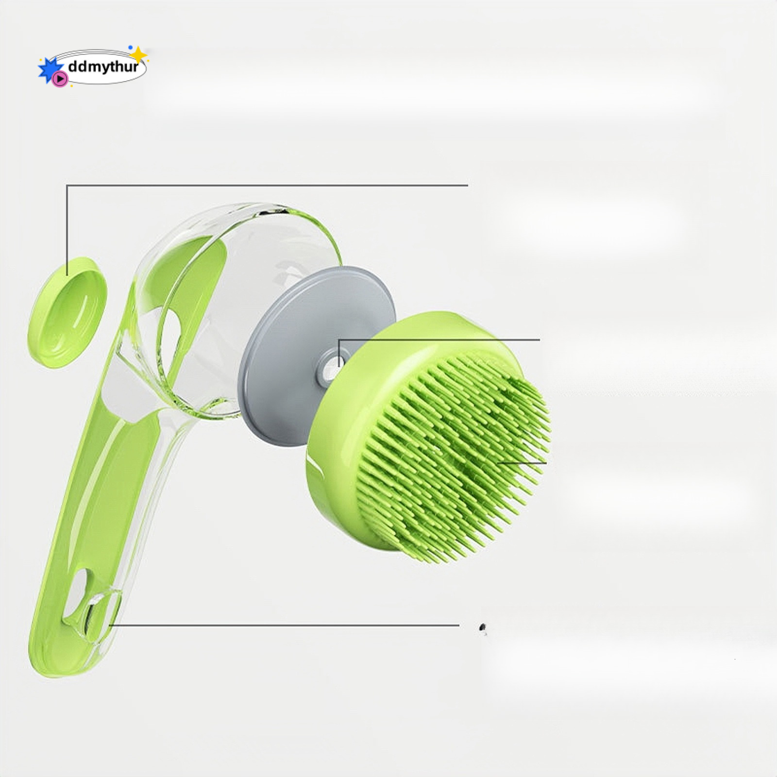 Long Handle Bathing for Dogs and Cats, Pet Grooming Brush, Scratcher, Refillable Head Cleaning Massage Shampoo Brush ddmythur