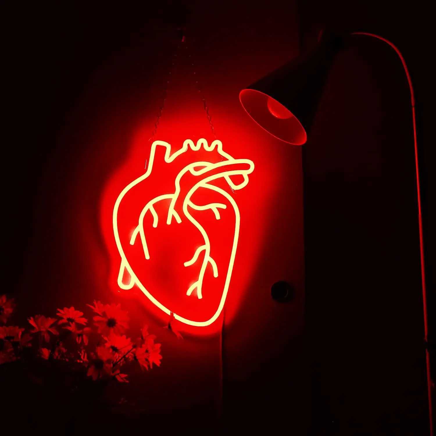 Human Heart Neon Signs LED Neon Light Sign Light Up Neon Signs Wall Decor for Bedroom Man Cave Bar Decor Store Club 13*12 inches XJ250602