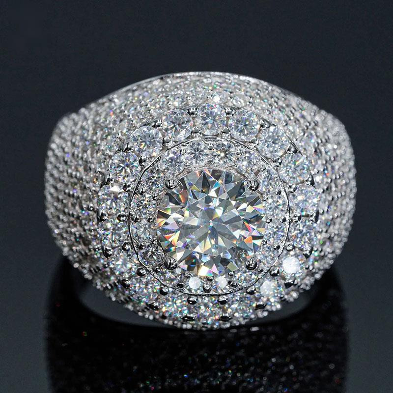 Luxury Custom Initial Moissanite Diamond 925 Silver Championship Ring Hip Hop Bling VVS Perfect Gift for Men