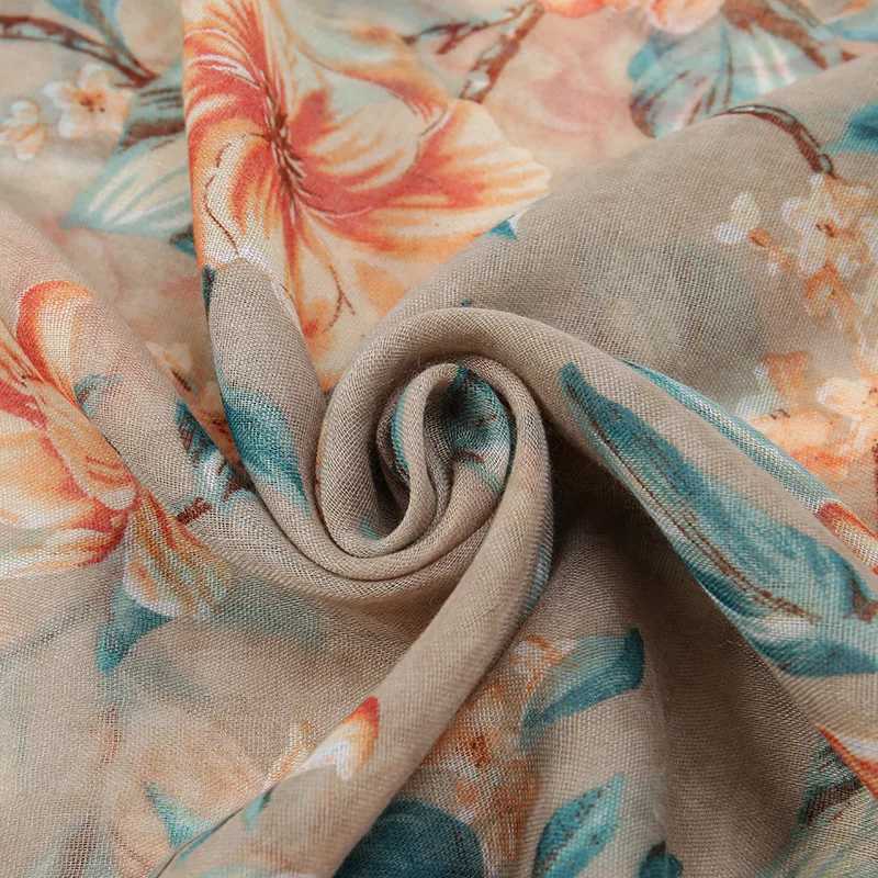 New Voile Floral Scarf For Women Girls Summer Retro Print Sunscreen Thin Scarves Soft Lady Foulard Viscose Female Wrap Shawls W250602