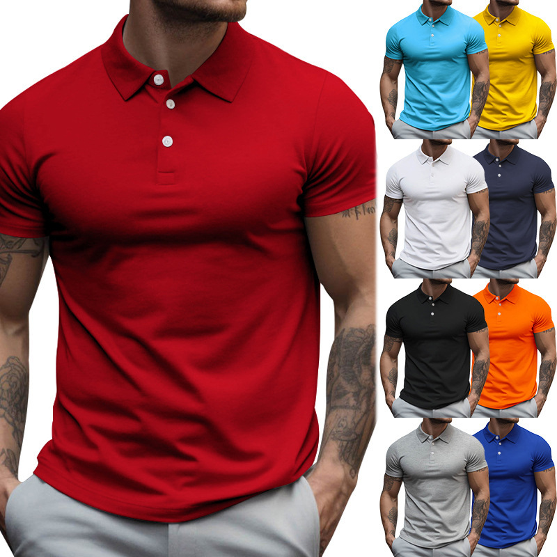 polo shirt mens designer polo Men's Polo Shirt Short Sleeve Plus Size Loose Fit Collared Solid Color T Shirt