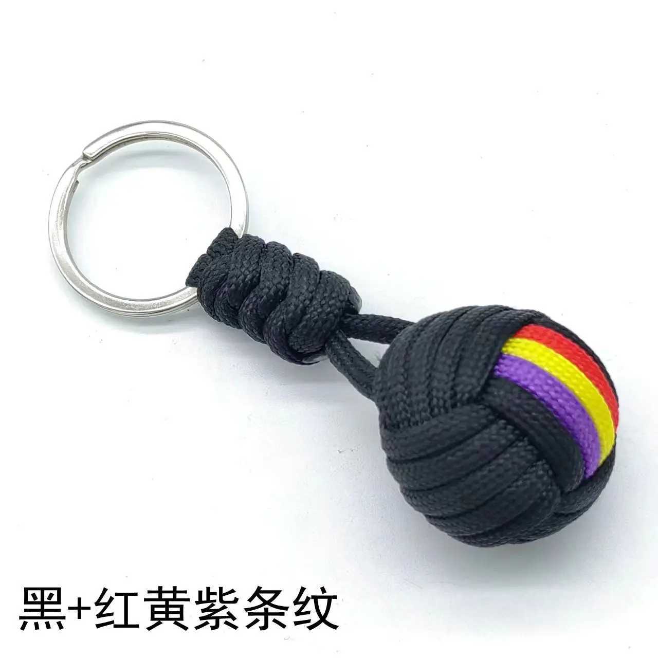 Military Parachute Woven Rope Ball Keychain Lanyard Key Ring Monkey Fist Key Chains Outdoor Survival Tool Jewelry XJ250602