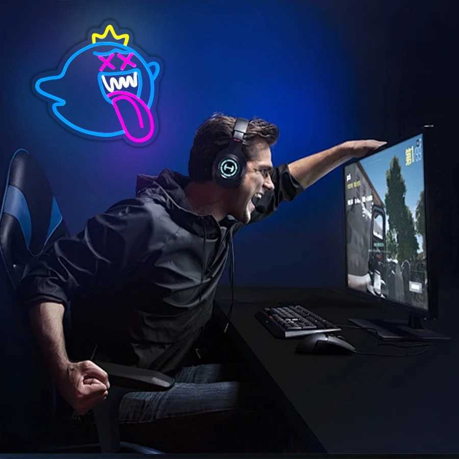 Ghost Led Neon Sign Retro Arcade Wall Aesthetic Operation Light Usb Powered Used For Bar Club Game Room Family Party Decor XJ250602