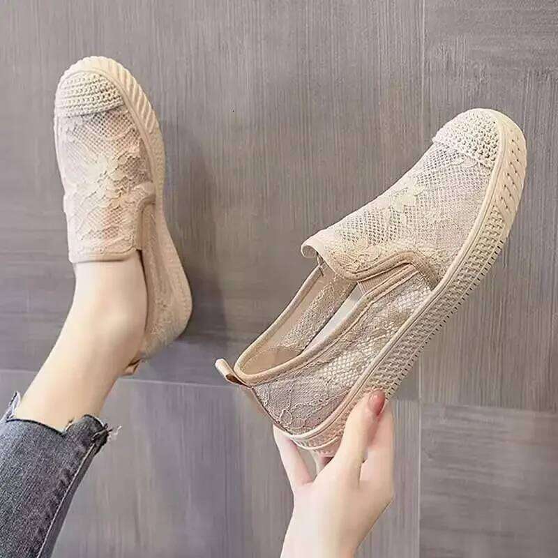 Flat Sneakers Athletic Women Footwear Mesh Breathable Canvas Low Black Ladies Shoes Sports Cotton Designer Sale 39 Korean A Shoe