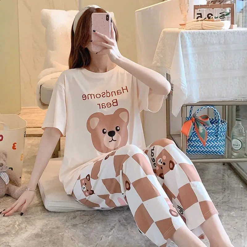 Womens Pajamas Loungewear Set Womens Spring Summer Loungewear Can Be Worn Outside Plus Size Loose Casual Loungewear 250530