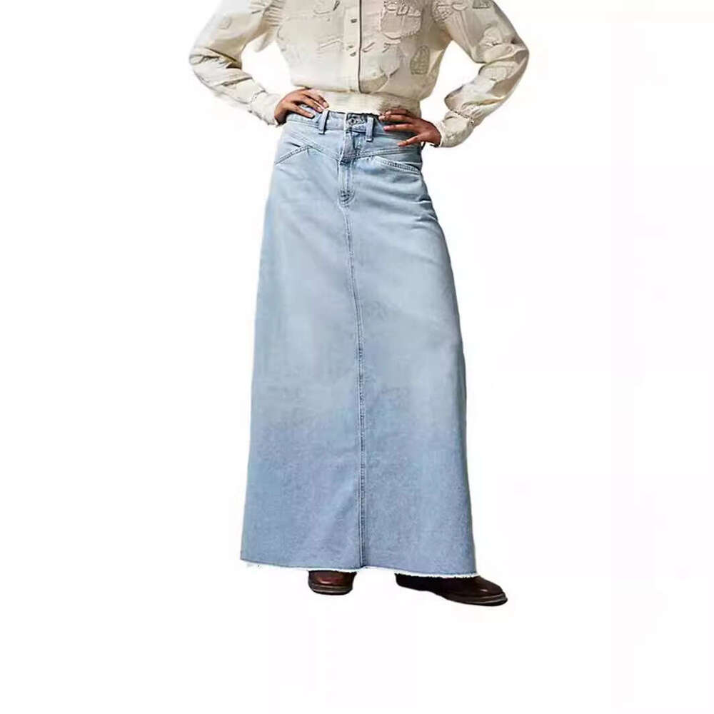 Summer Women's Loose Straight Casual Denim Midi Skirt B5