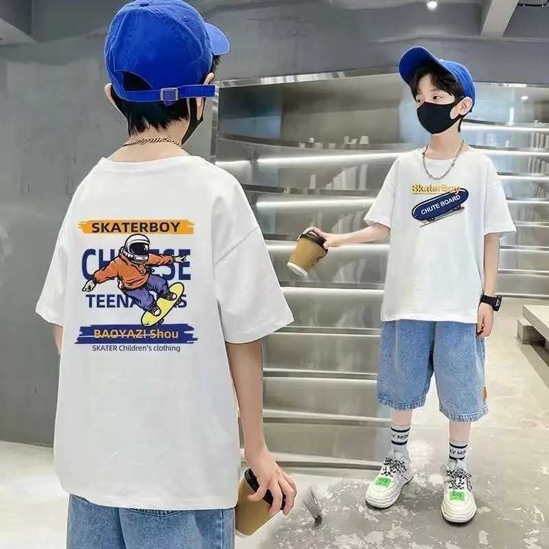New Summer Kids Clothes Streetwear Fashion Cartoon Print T Shirt Tops Children Boys Girls Clothes 100% Cotton Short Sleeve Tees T250603