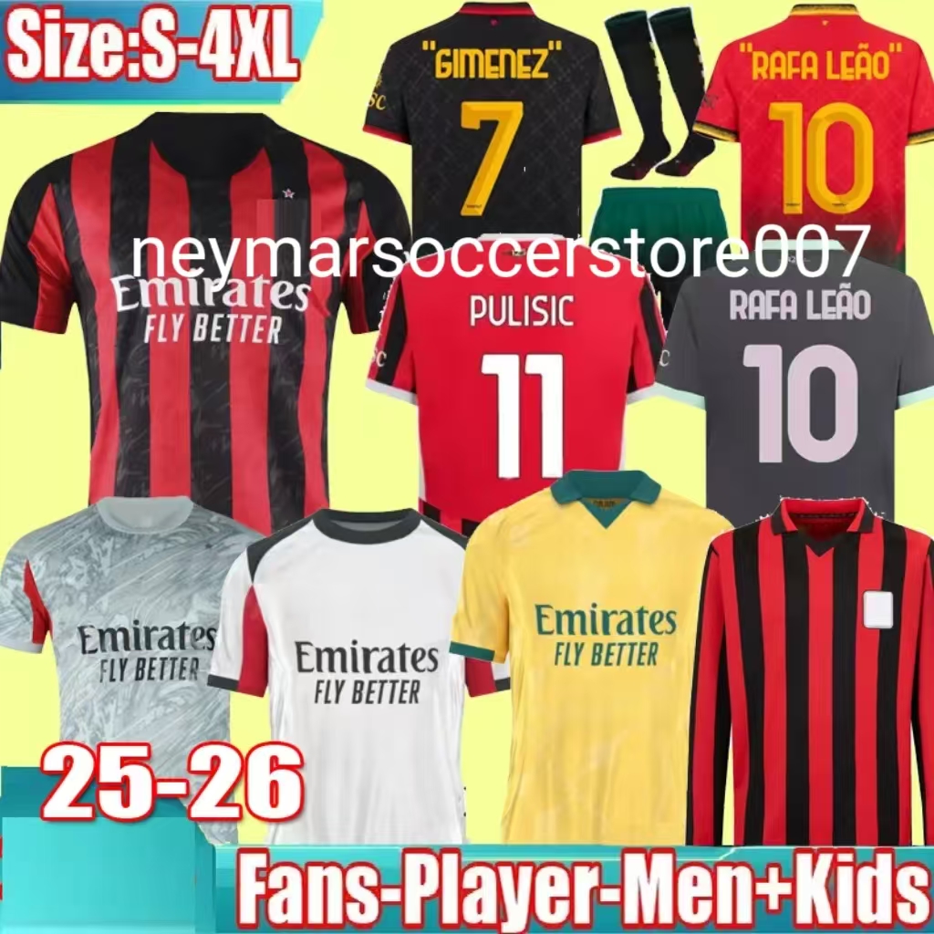 24 25 Maglia MilAnS GIROUD RAFA LEAO PULISIC 4th 2024 2025 Soccer Jersey Kid Kit Home Away 3Rd Football Shirts Calcio ACTOMORI THEO Pleasures Fourth