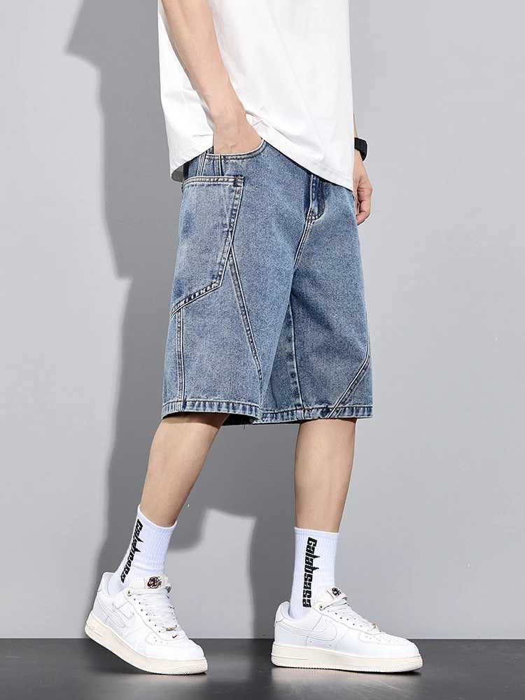 Mens Summer Denim Cargo Shorts Big Size 8XL 7XL 6XL Elastic Waist Straight Baggy Jeans Shorts T250603