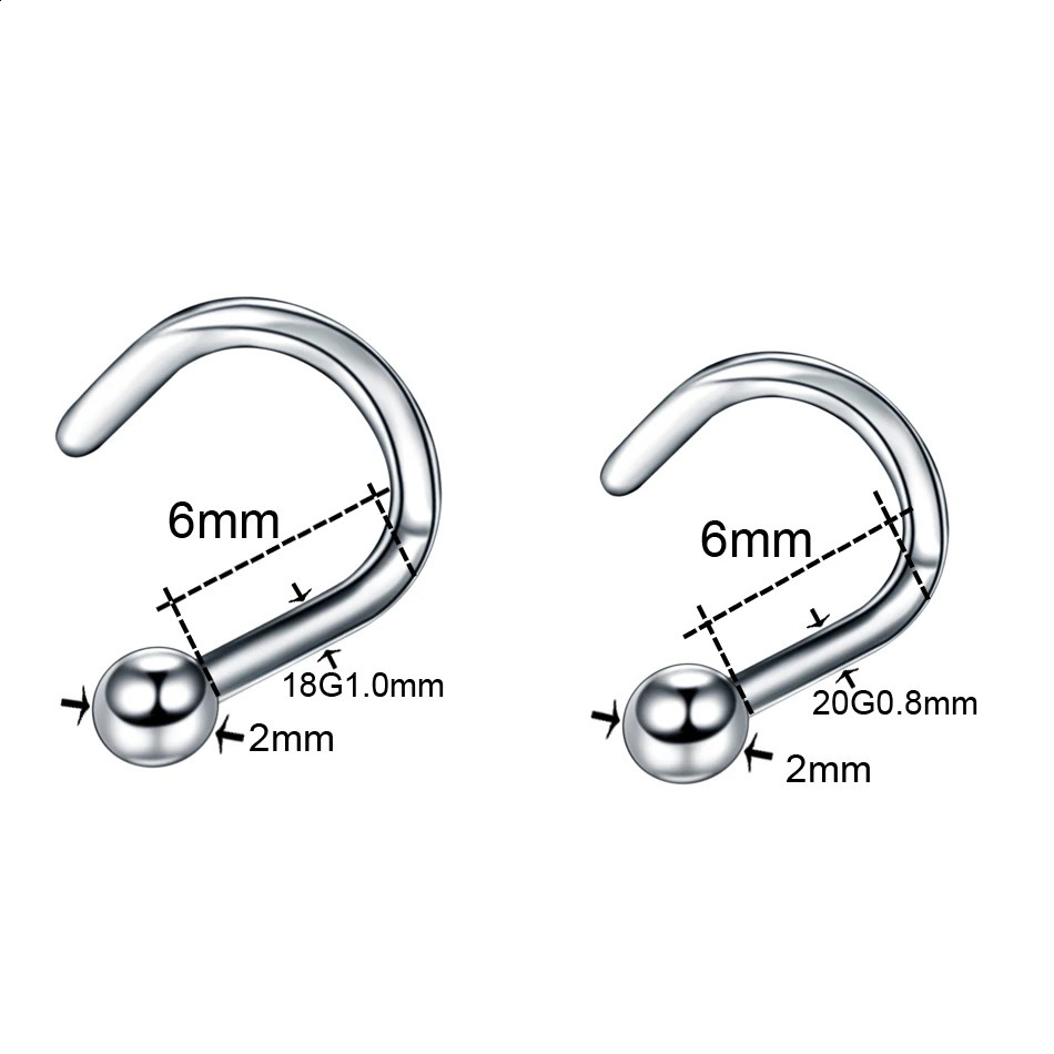 10Pcs/set G23 Zircon Nose Stud Set Nose Piercing Set Nose Ring Nariz Bone Studs Screws for Women Body Piercing Jewelry 250530