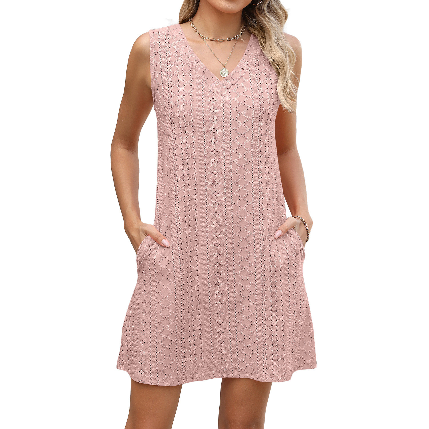 Luxury Designer Clothing Fashion 2025 New Women's Casual Solid Color V-neck Dress 2025 New Designer Dress