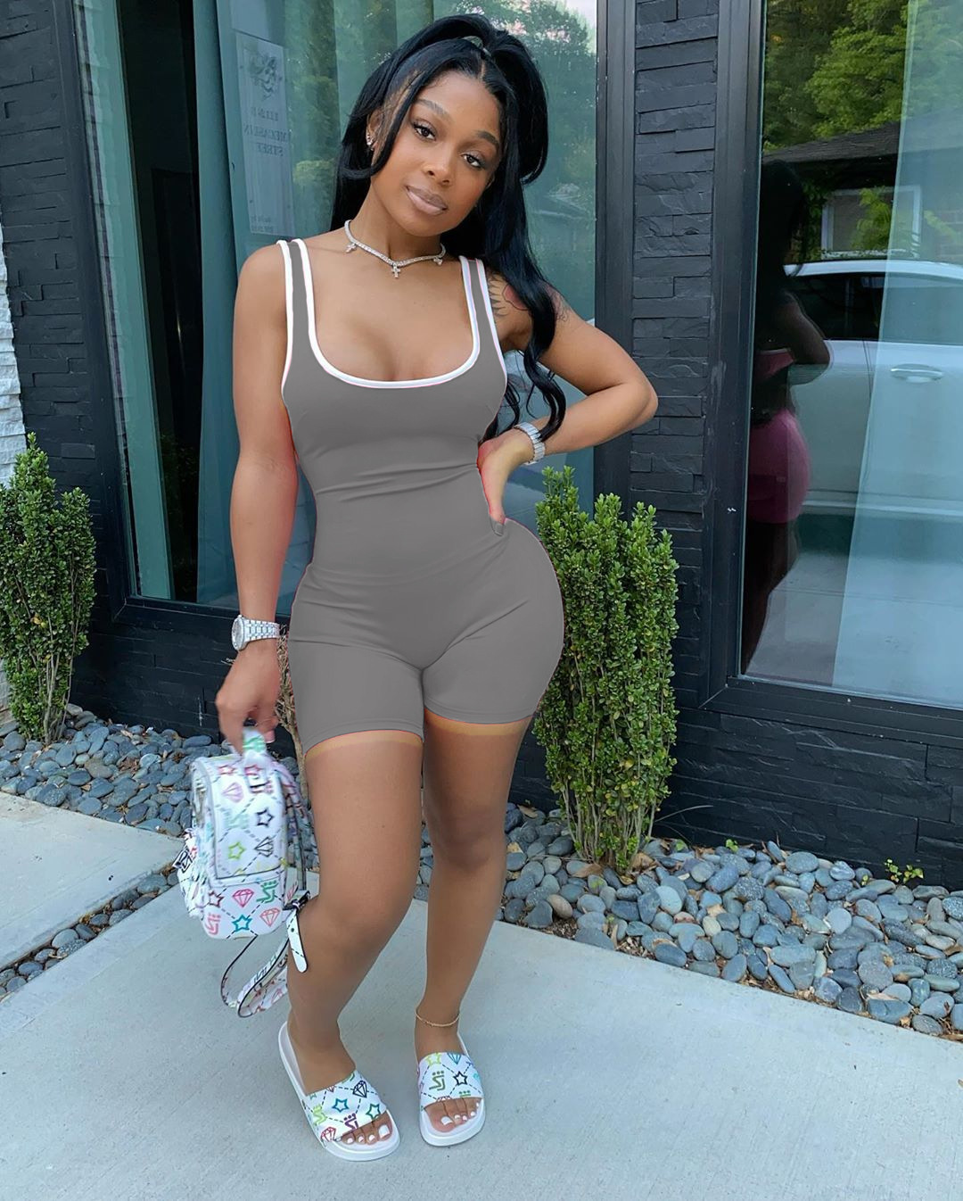 women's wear Fifteen Colors Running Volume R6296 Hot-Selling Summer Women's Short Casual Sports Jumpsuit