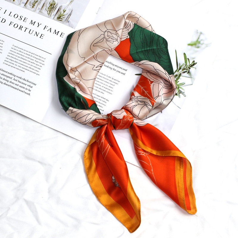 Spring Summer New Style Imitation Square for Women Fashion Versatile Silk Professional Small Scarf Ladies Neck Warmer