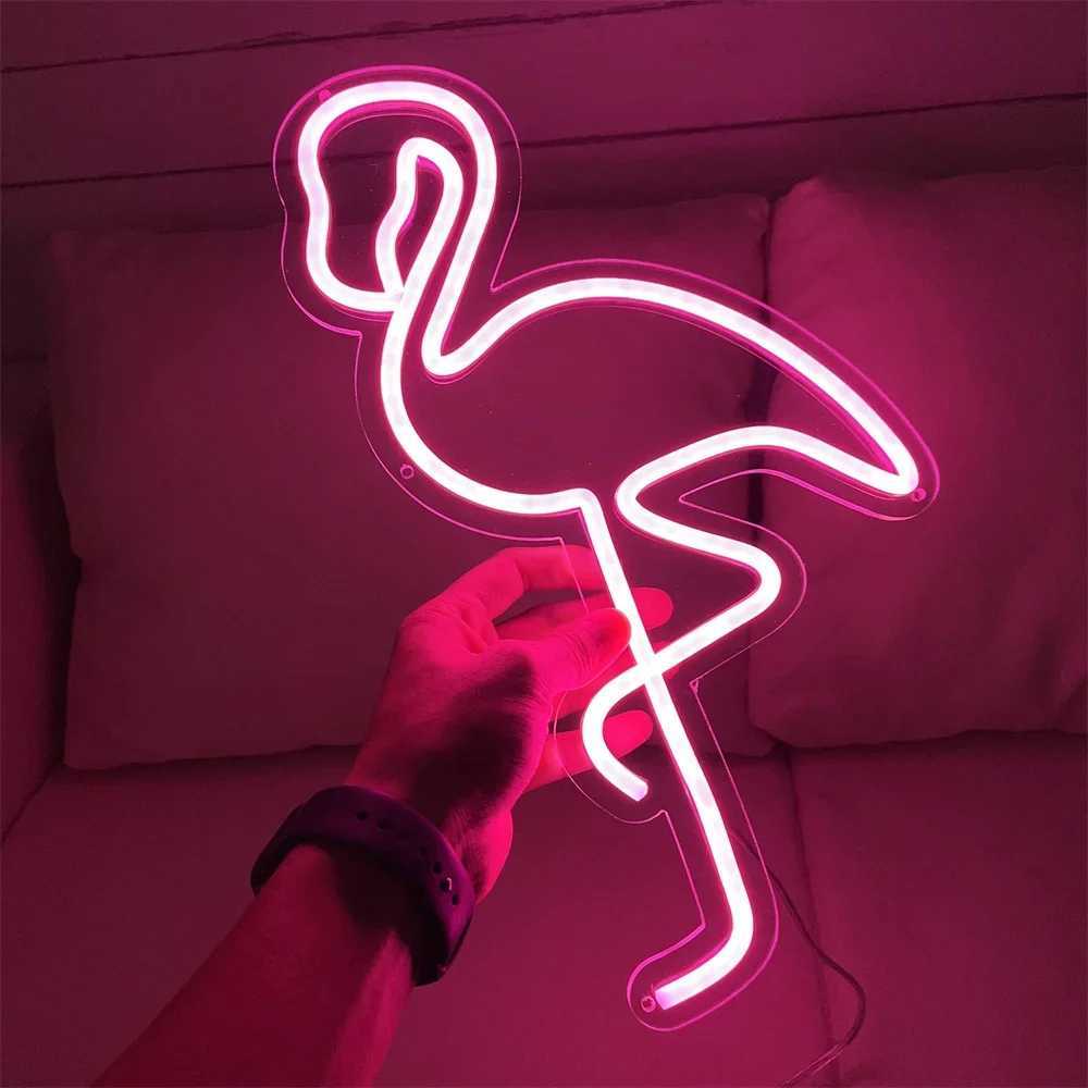 Flamingo Neon Sign Animal LED Home Bedroom Game Room Decor Indoor Ins Wall Decoration Flamingo Wall Hanging USB Neon Light XJ250602