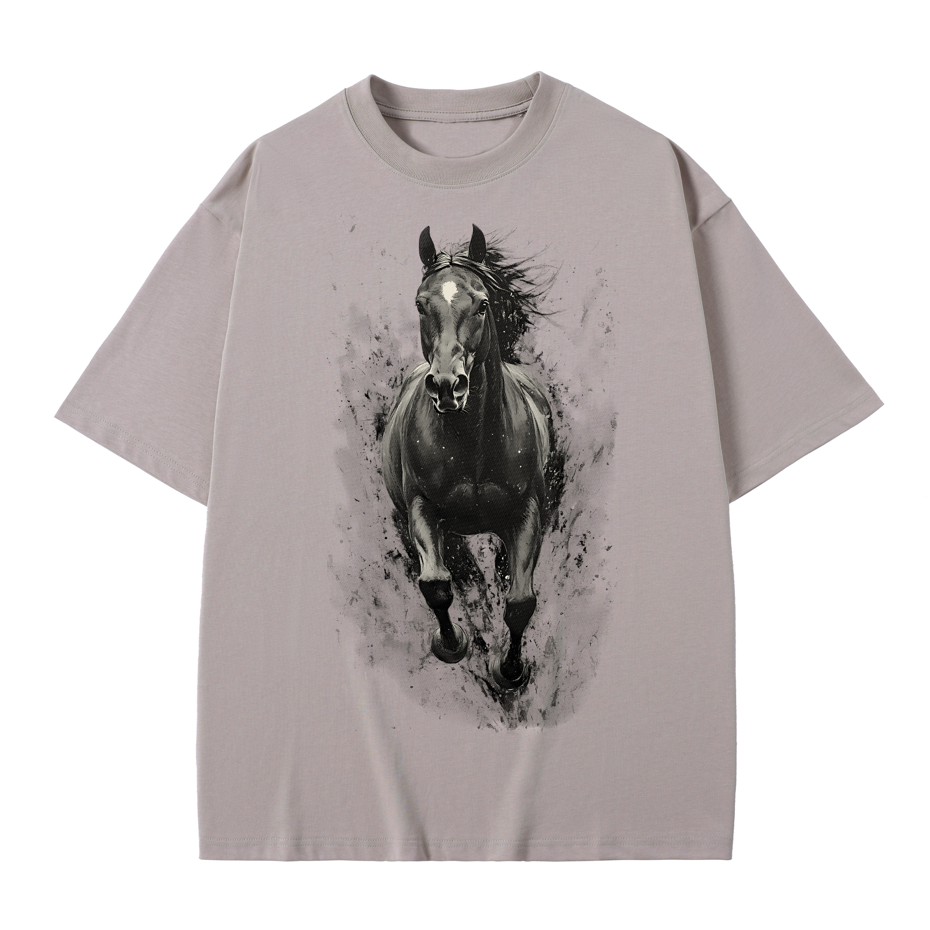 T-shirt men's top designer cotton T-shirt Silver warhorse short sleeved clothing high-quality fashionable T-shirt BROADTRUE