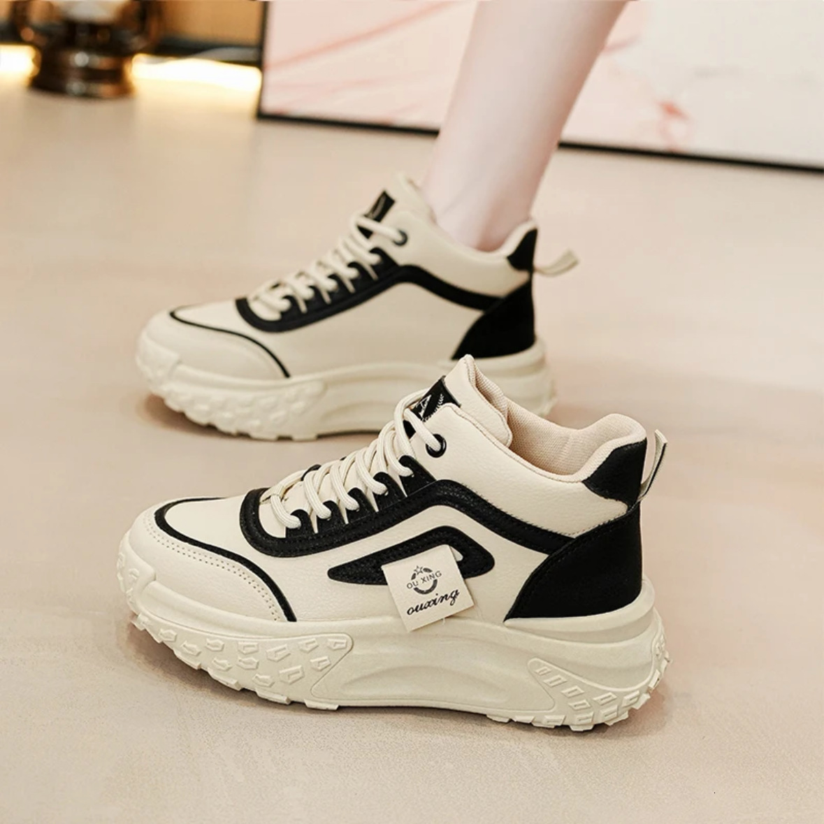 Petite Height Increasing Women S Spring And Autumn New High Top Casual Shoes Dad Shoes Sports Casual Versatile Thick Soled White Sneakers Ddmysaturn