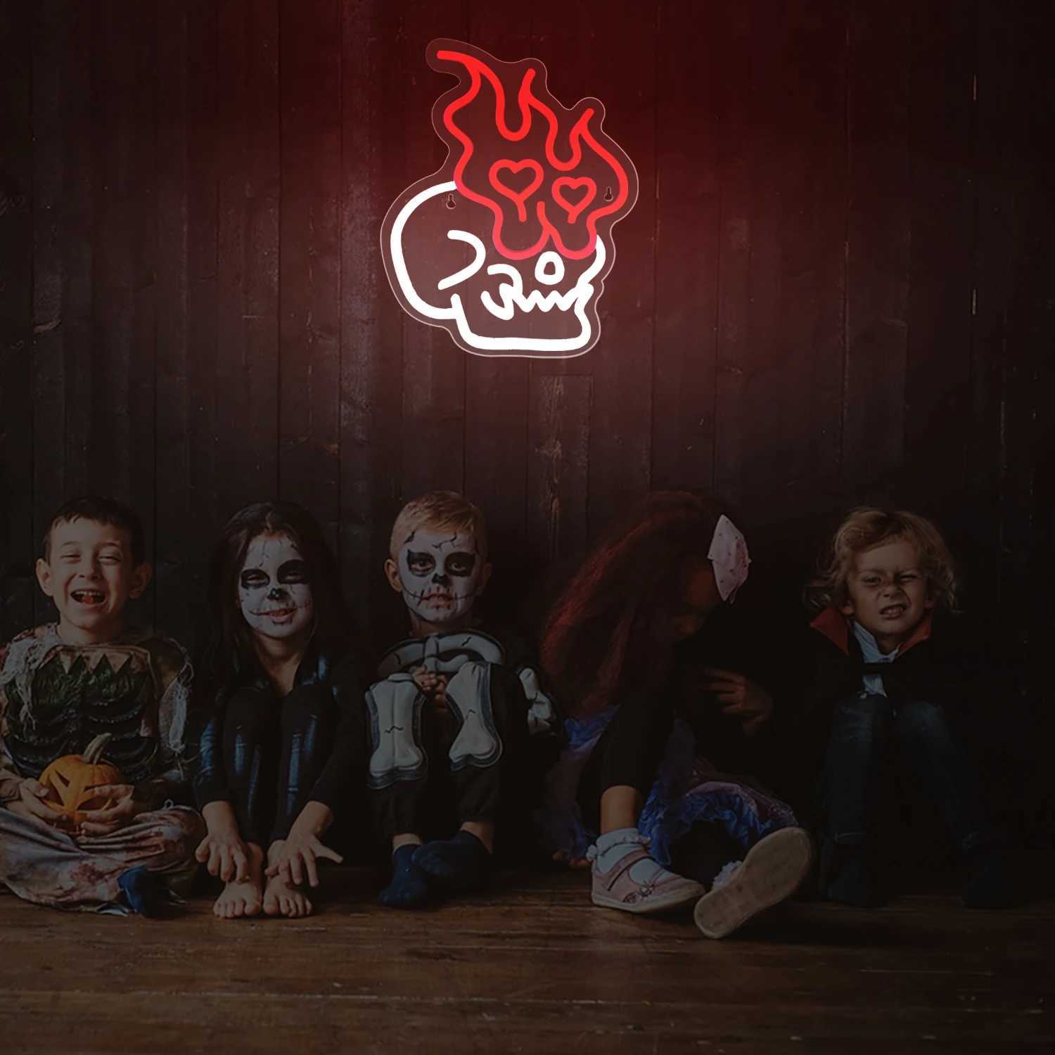 Skull Neon Sign for Wall Decor Skull LED Neon Light for Bar Party Man Cave Halloween GiftsXJ250602