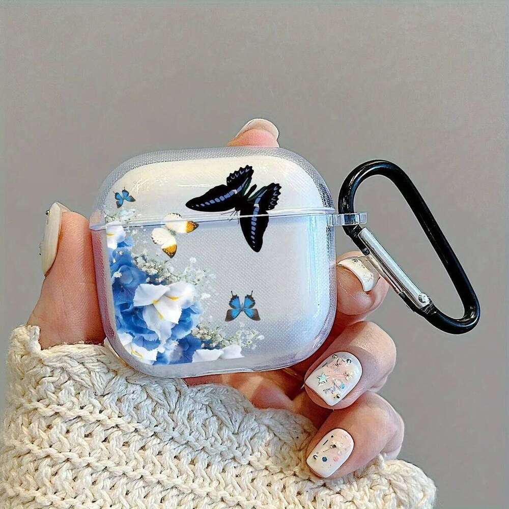Ins Flowers Butterfly Clear Soft TPU Earphone Case Pro/Pro2 Generation For 3/4 Cover Accessories Keychain