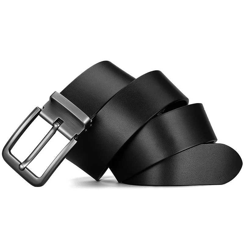 120 130 140cm Leather Cowhide Mens Belt Fashion Metal Alloy Pin Buckle Adult Luxury Brand Jeans Business Waist Male Strap BrandXJ250602
