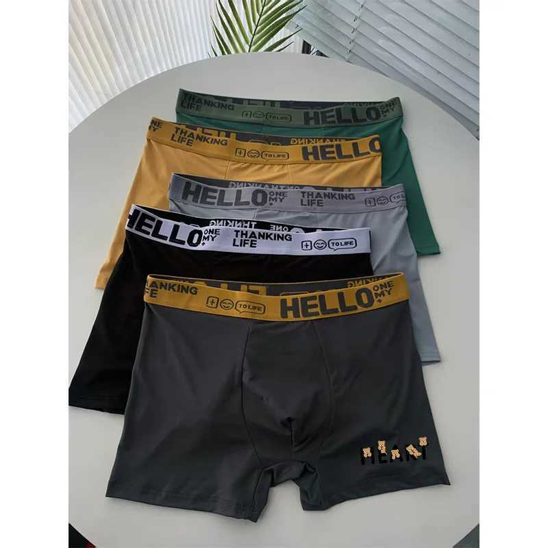 3/5pcs/multi-style mens underwear black and gold printed boxer briefs trendy personality briefs mens comfortable boxers W250603