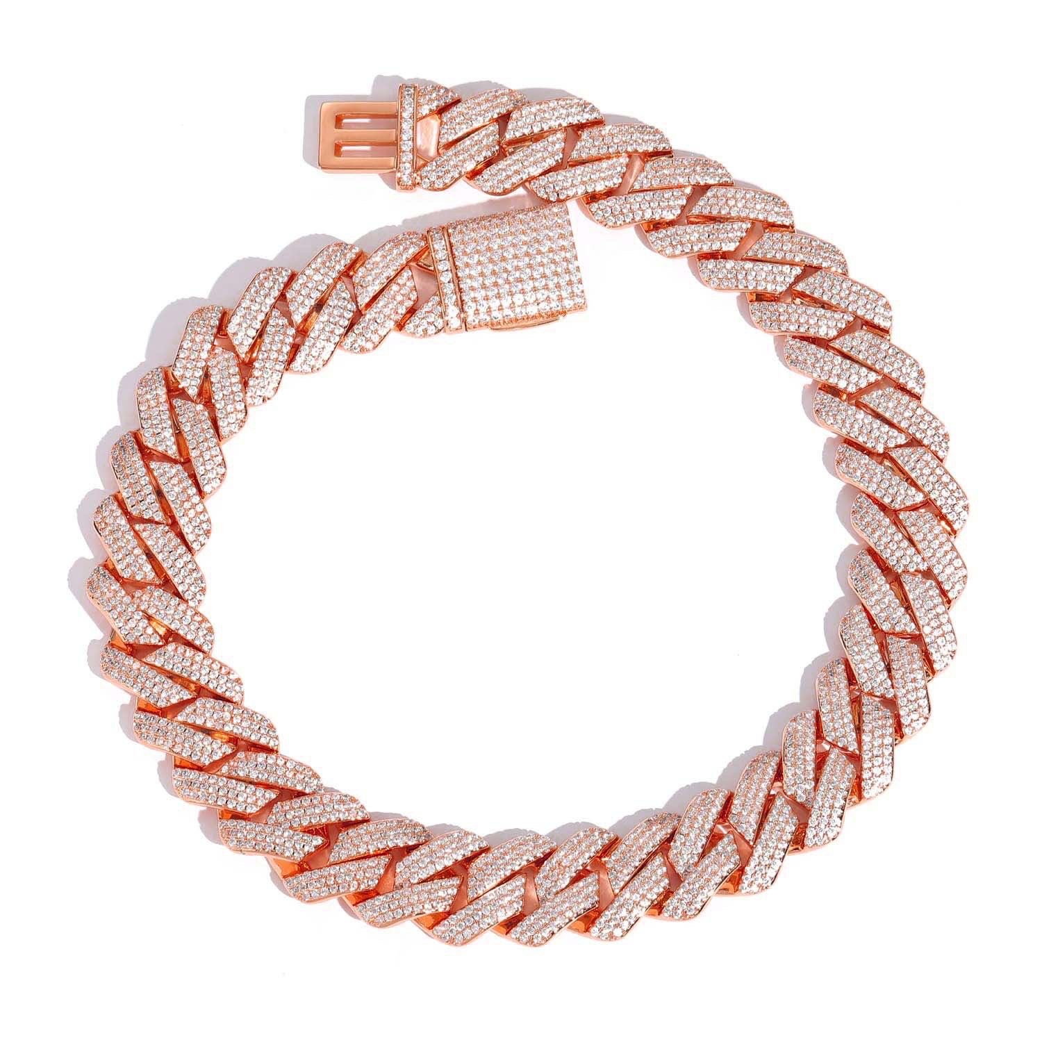 Custom 10mm 4-Rows Sterg Sier Rose Gold Cuban k Chain for Men Full Iced Hip Hop Dia Moissanite Fine Necklaces