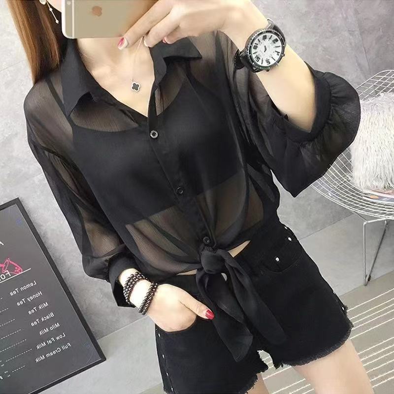 K906 2024 summer new women's loose cardigan shawl thin all-match chiffon sun protection clothing jacket women's shirt trend