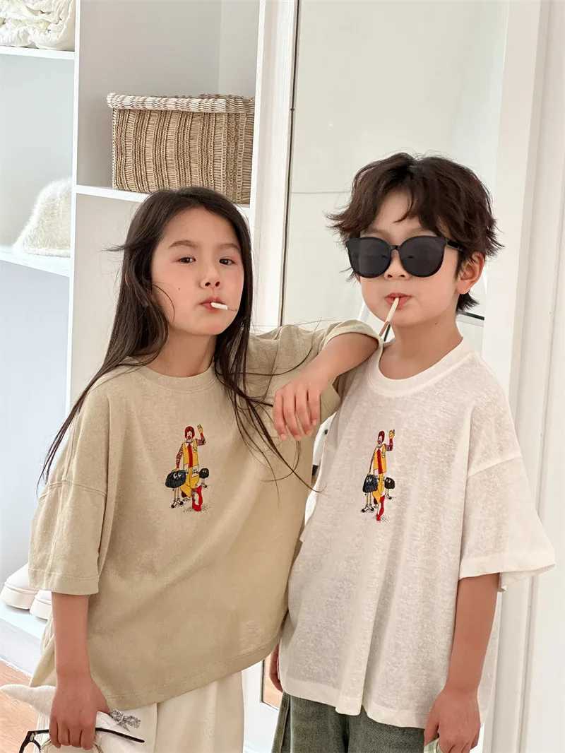 Children Clothing Kids 2024 Summer New Korean Style Short Sleeve Cartoon Printed T-shirt for Boys and Girls Cute Short Sleeve T250603