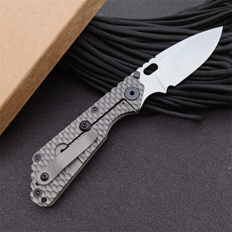 High End LC Pocket Folding Knife D2 Stone Wash Blade CNC TC4 Titanium Alloy Handle EDC Tactical Knives