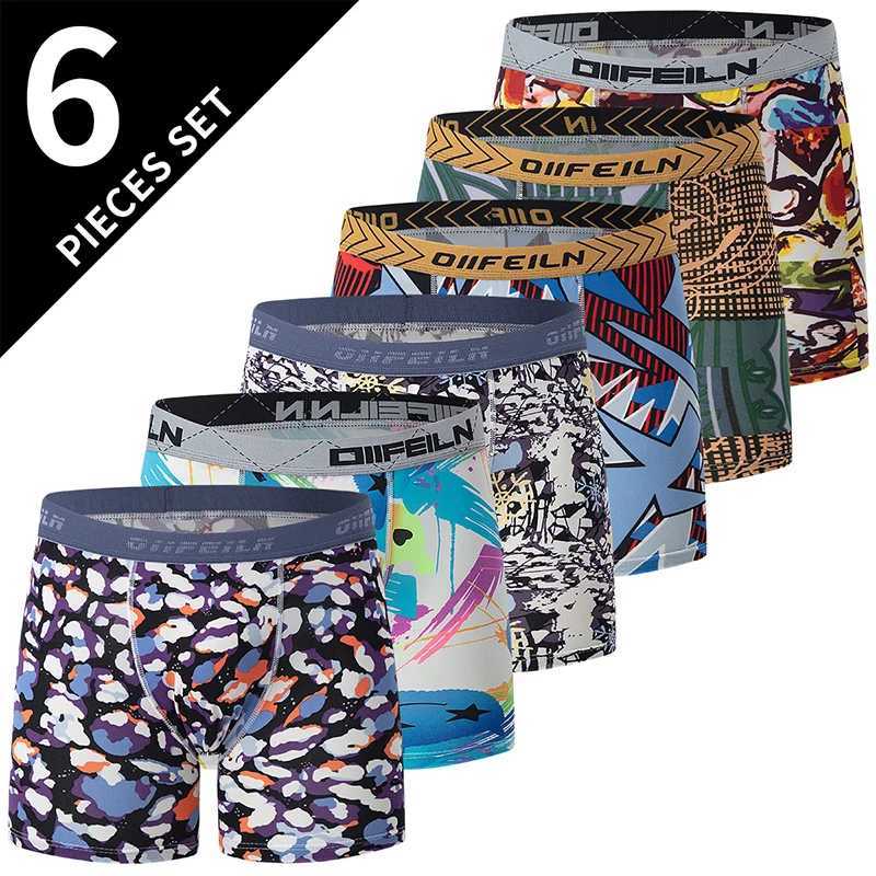 6-Piece Mens Color Printed Fashion Underwear Comfortable Joker Plus Size Boyshort Fitness Shorts Running Pants For Teenagers W250603