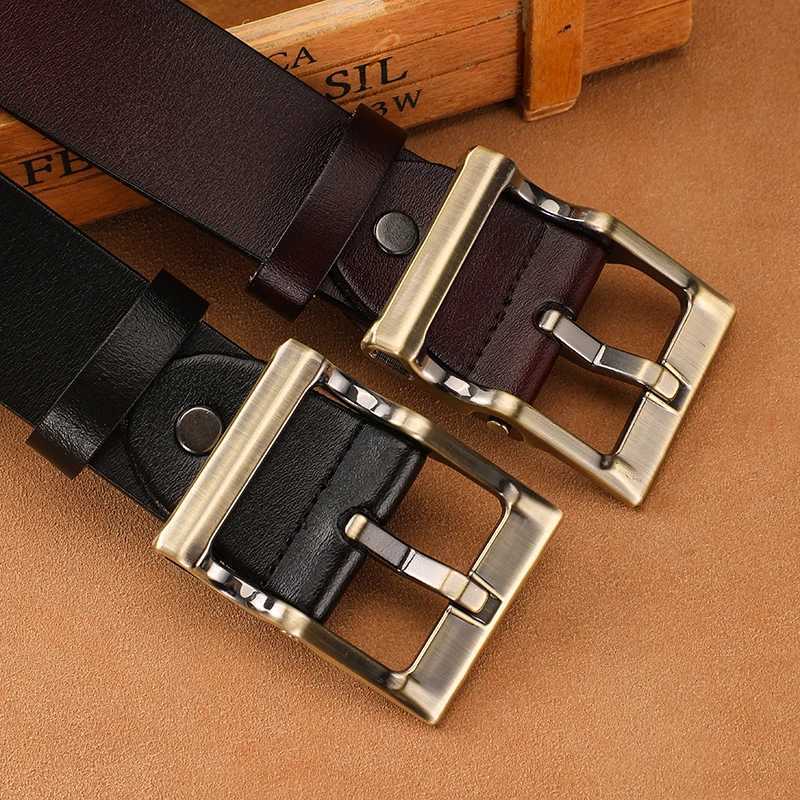 3.8cm Wide Mens Belt 110cm 120cm 130cm High-Quality Leather Belt Mens Retro Pure Cowhide Alloy Pin Buckle Jeans Mens BeltXJ250602