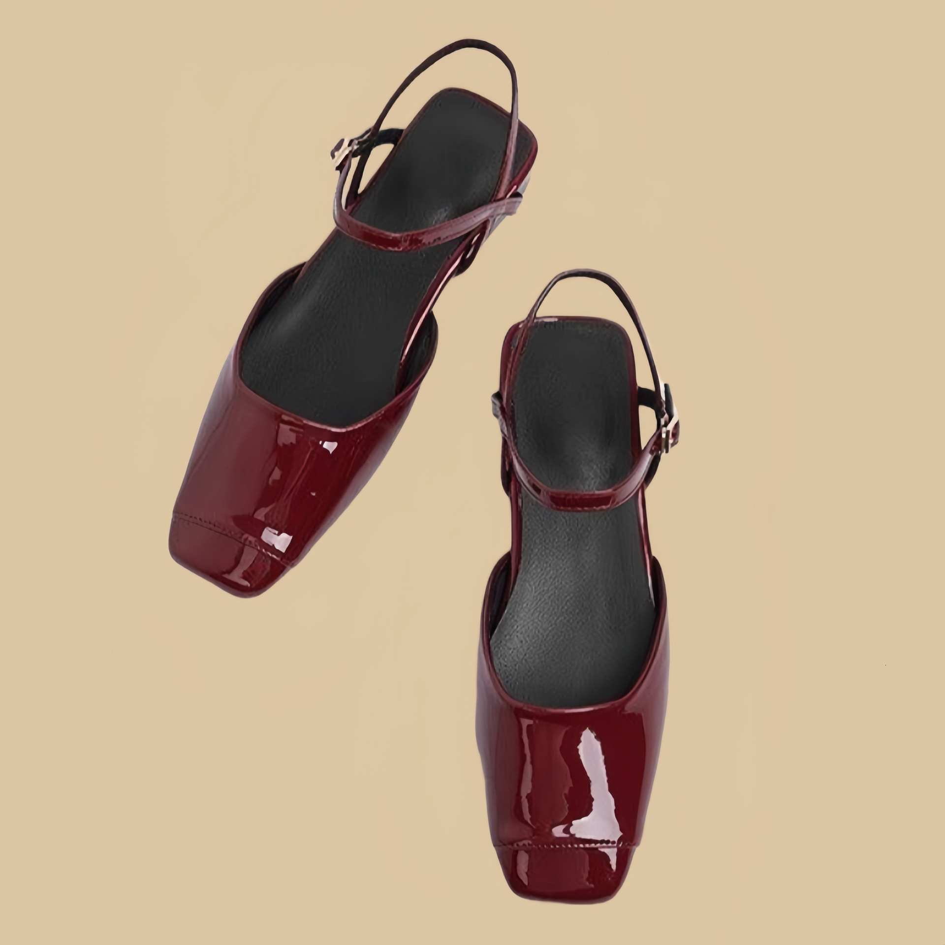 Style Square Toe Dress Sandals Women, Outdoor Wear, 2025 New Summer One-Strap French Flat Shoes for Women
