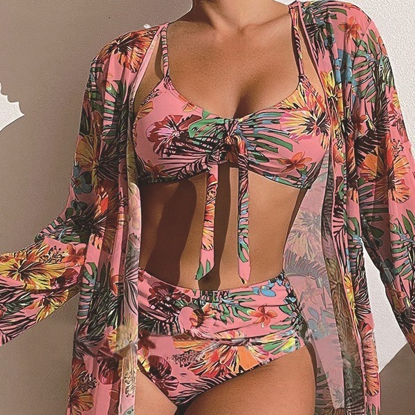 Outdoor Summer Beach Sexy Women Free Shipping 2025 New Designer Shoes Swimsuit Women's Three Piece Split Plus Size Set Sexy High Waisted Bikini 2