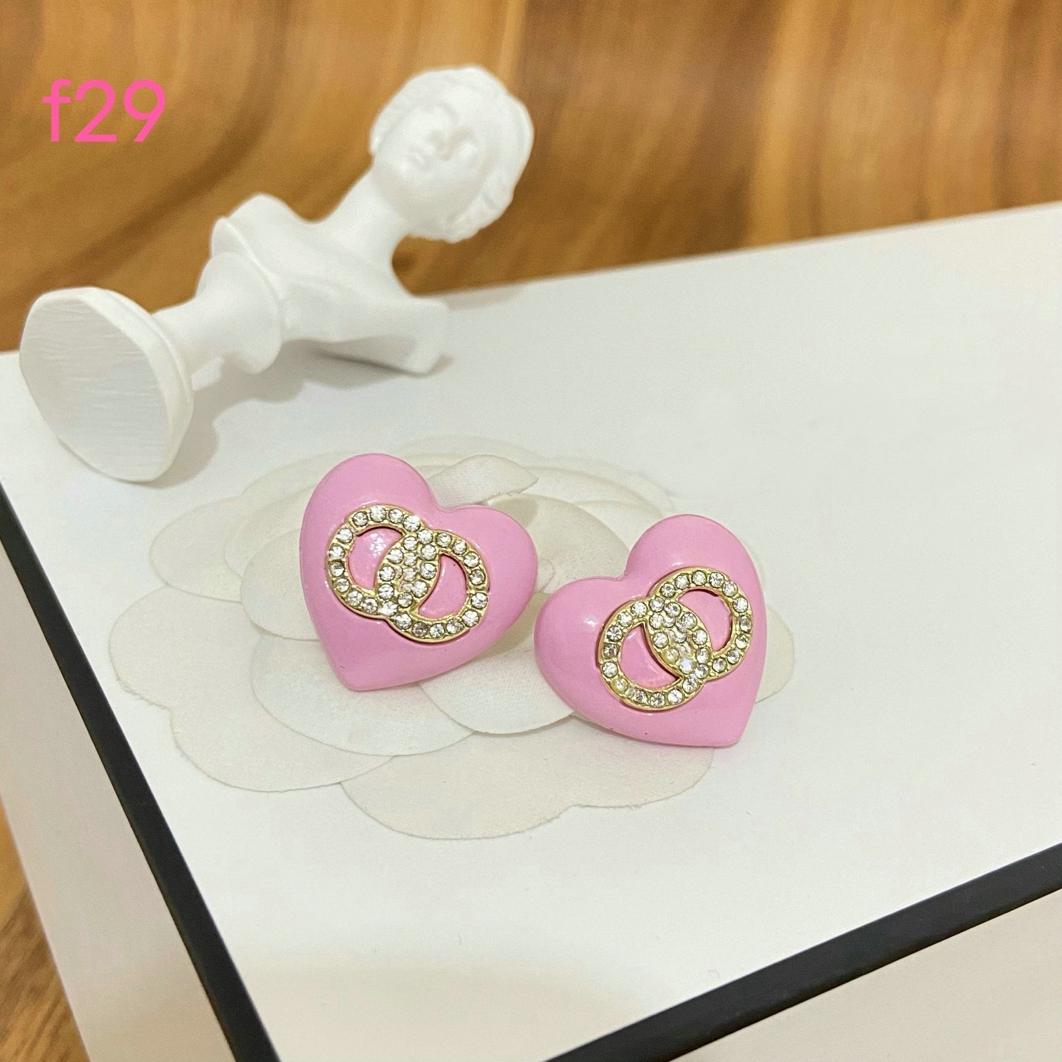 Women Designer Stud Brand Letter Pink Heart Earrings Wedding Party Gift Jewelry