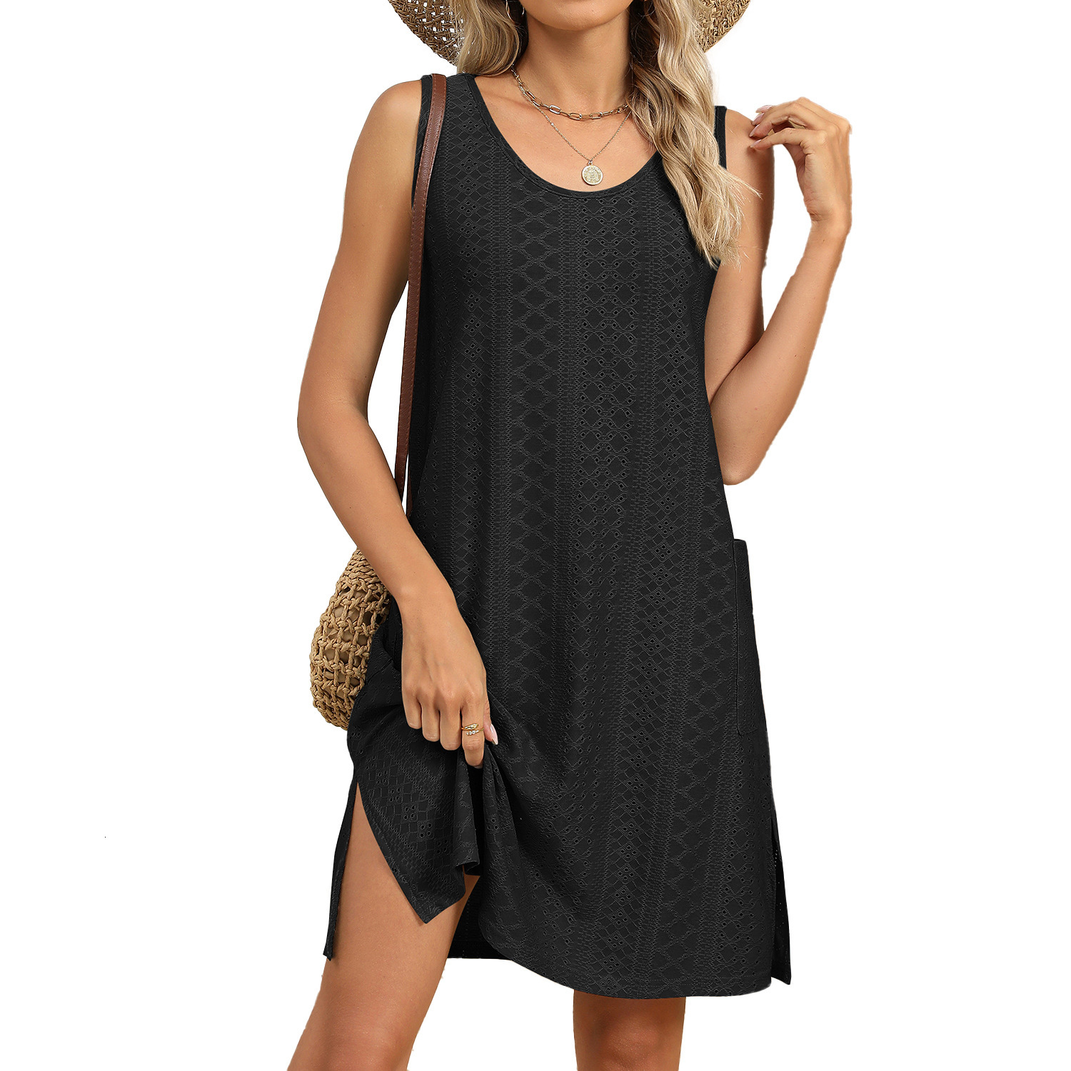 Luxury Designer Clothing Europe And America 2025 Summer New Item Solid Color Round Neck Loose Sleeveless Dress New Designer Dress