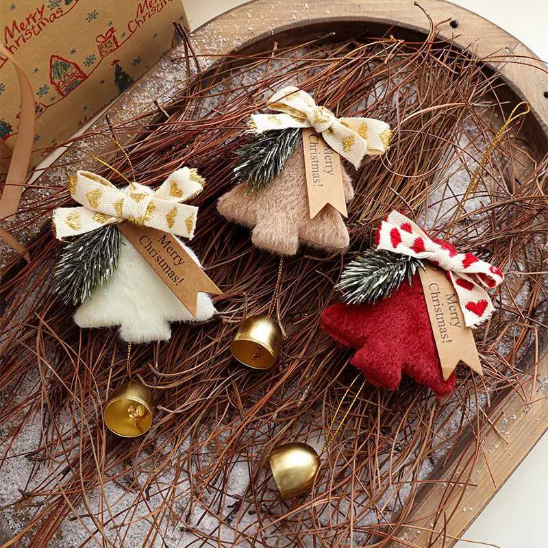 Christmas Bell Pendant Nordic-style Felt Fabric Christmas Tree Bell Decoration Door Handle and Rearview Mirror Decoration GiftsXJ250602
