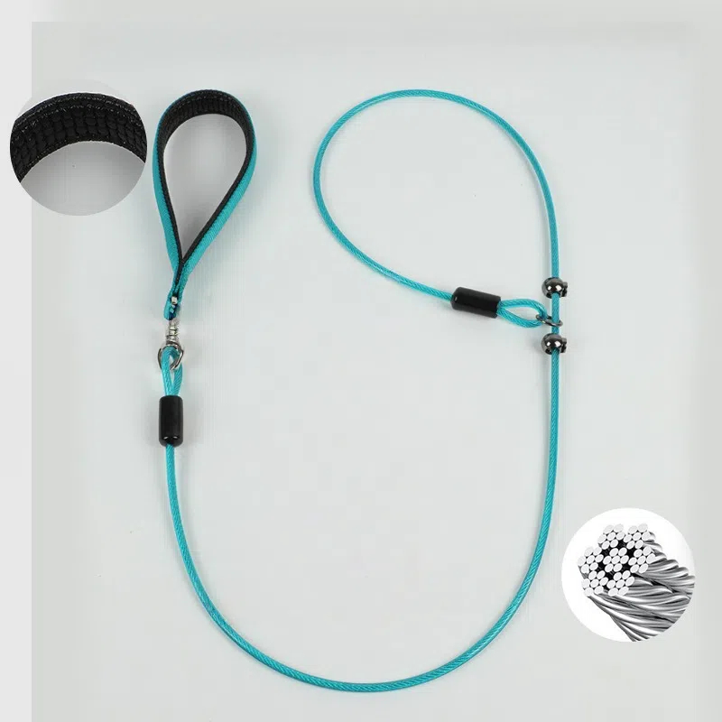 Durable Steel Wire Dog Slip Leash with Comfort Handle - No-Pull Training & Everyday Walking