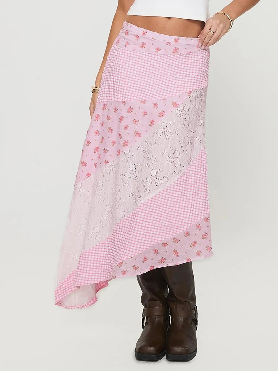 Elegant High Waist Pleated Maxi Skirt with Boho Floral Print Vintage Style Long Skirt for Women Lightweight Autumn Fashion 250603