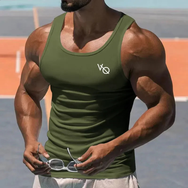 Mens Tank Top Summer Gym Exercise Square Collar Sleeveless Tshirt Breathable and Comfortable Casual Sports Vest 250527