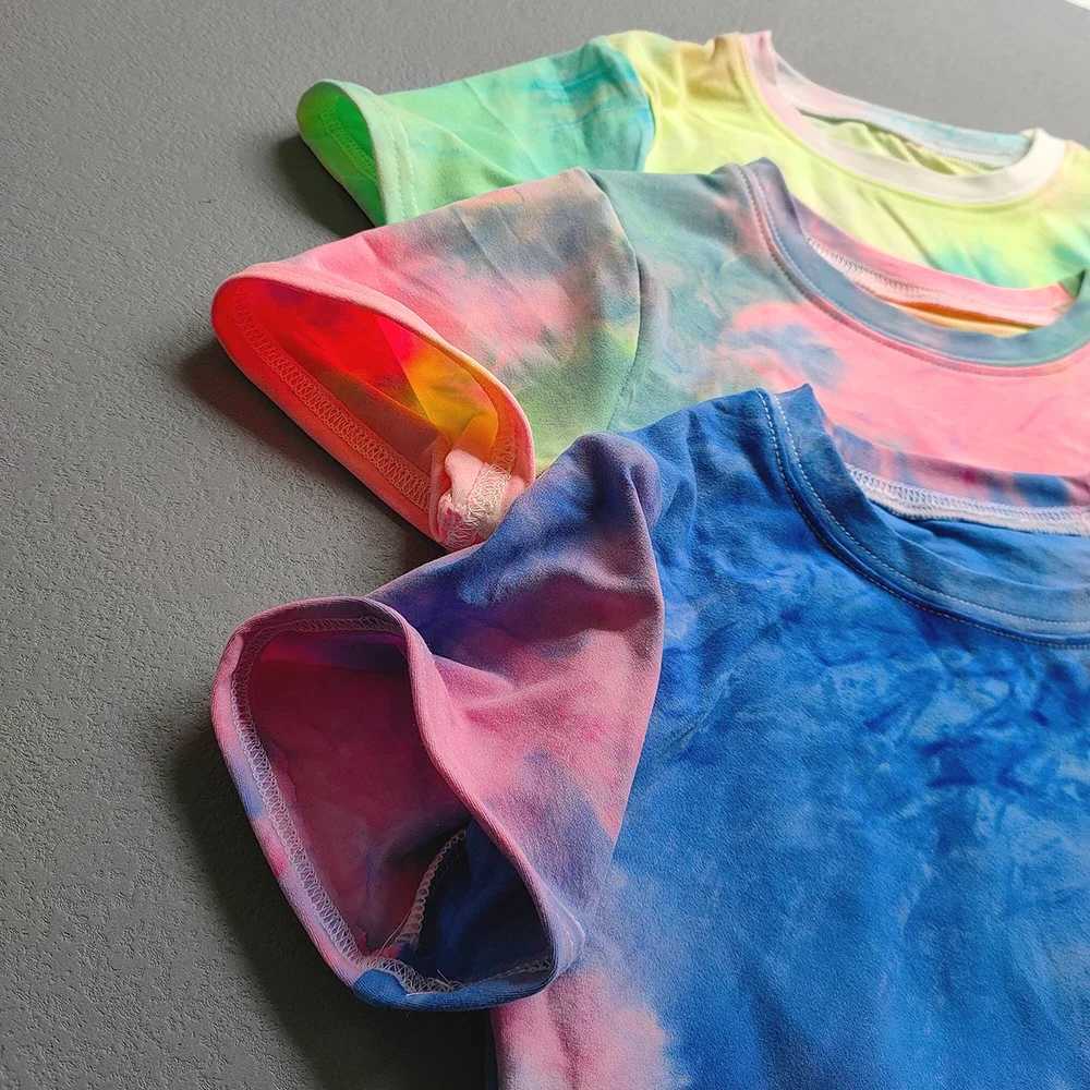 Summer Childrens T-shirt Tie-dye Short Sleeve Kids Toddler Girls Tops Tees Boys T-shirtsT250603