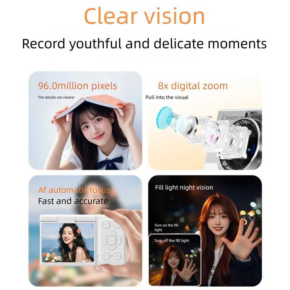 2.4 Sn 1080P HD Digital Camera Anti-Shake 8x Zoom Photography Video Camcorder 4K Recording Autofocus Entry-Level CCD Camera XJ250603