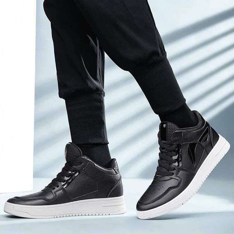 COZOK Elevator for Fashion Black Casual Invisible Height Increase Sneakers Men Breathable Lift Shoes 8 CM
