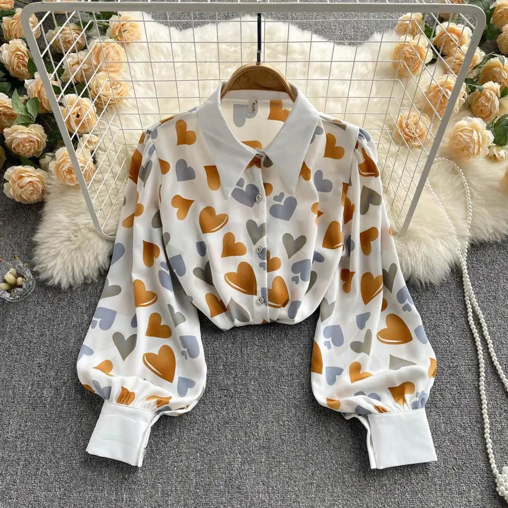 Summer Womens Shirts White Chiffon And Pretty Blouses High Quality Casual Crop Top Satin Shirt Woman Long Sleeve 250603