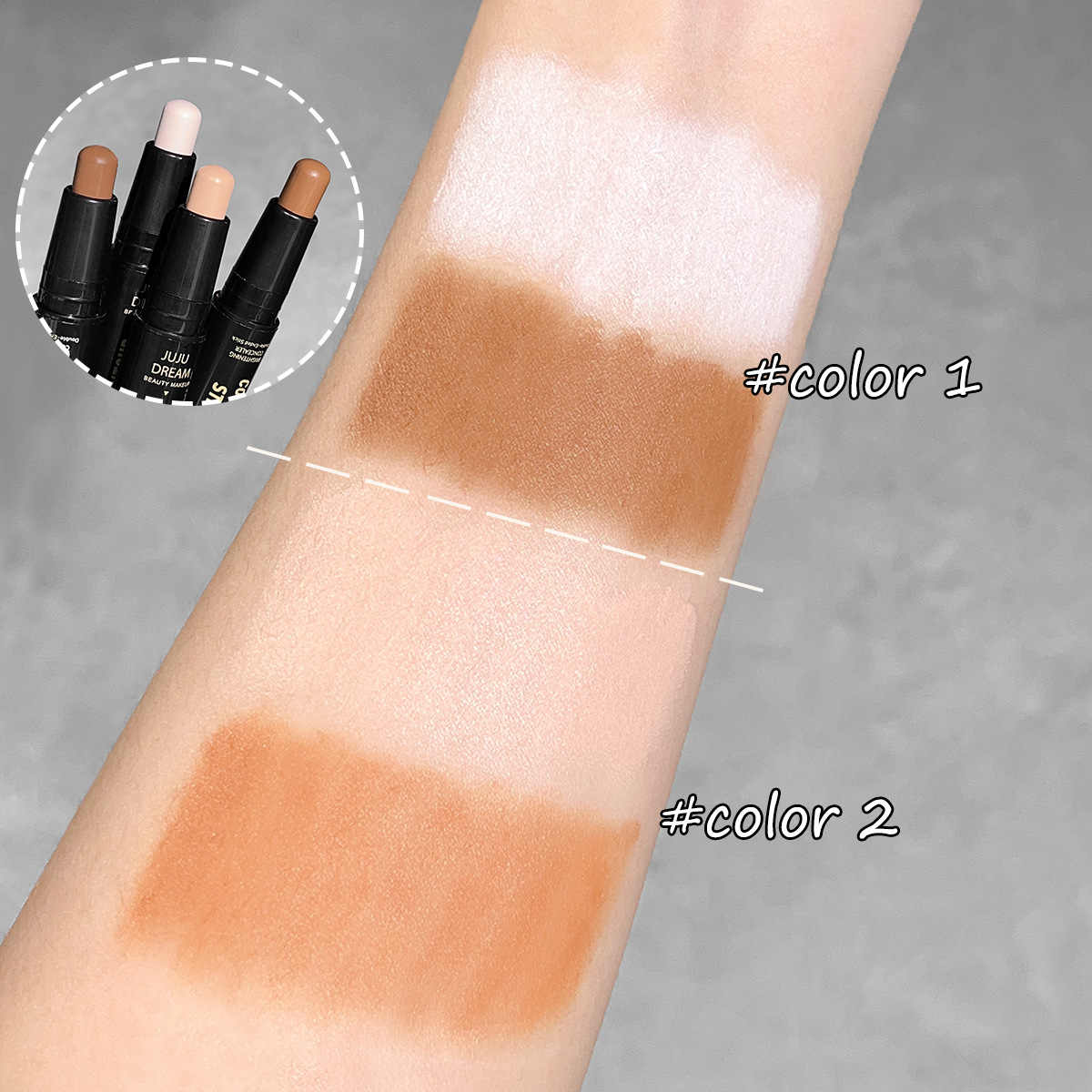 JUJU DREAM Double-ended Contouring Stick For Nose Shadow Under-eye Brow Highlight And Natural Facial Shading